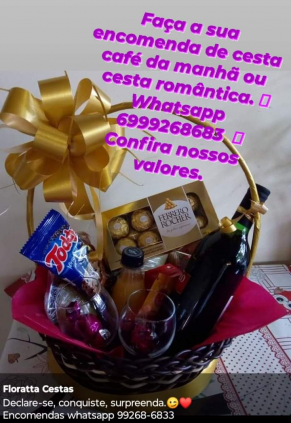 Cesta romântica, cesta café da manhã 