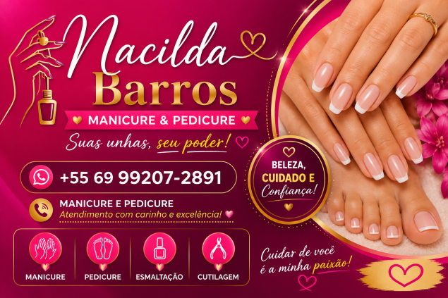 Serviço de manicure e pedicure tradicional. 
