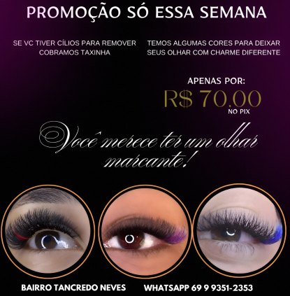 Cílios volume brasileiro colorido