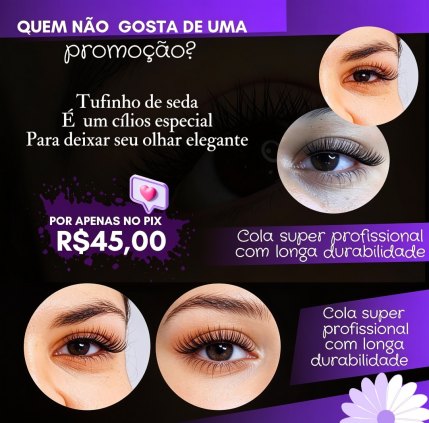 Extensão de cílios  com boa durabilidade 