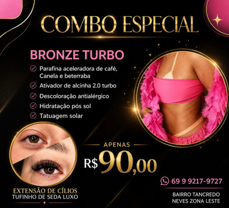 COMBO BRONZE NATURAL + CÍLIOS TUFINHO DE SEDA 
