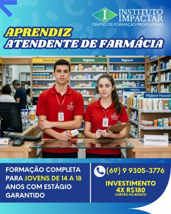 Jovem Aprendiz - Atendente de Farmácia com estágio 