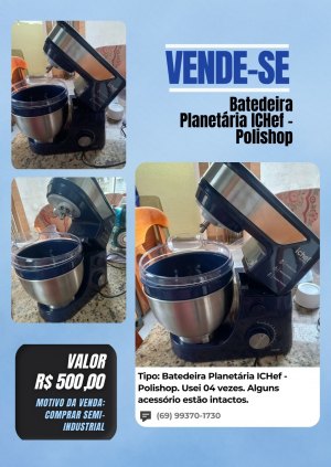 Batedeira IChef Polishop Planetária seminova