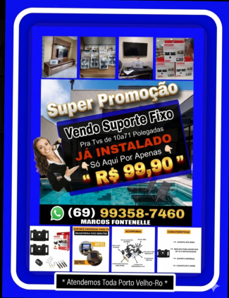Vendo Suporte Fixo Pra TVs de 14a84 Polegadas Já Instalado Só Aqui Por Apenas R$ 99.90