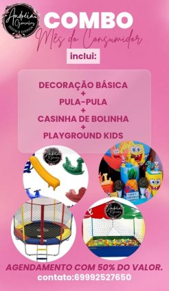 Combo:Decoração basica+pula-pula,playground kids+casinha de bolinha