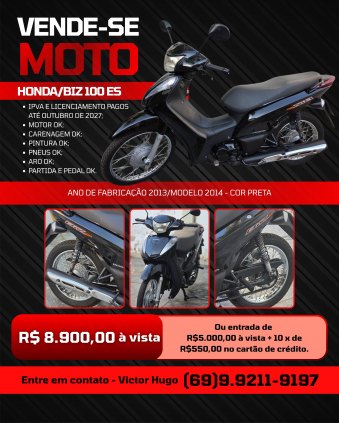 HONDA/BIZ 100 ES  ANO DE FABRICAÇÃO 2013 - MODELO 2014