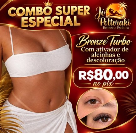 Bronzeada e com cílios.  Combo perfeito