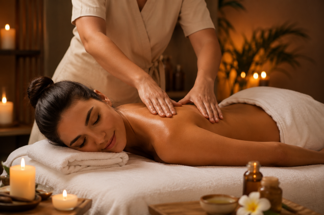 Massagem relaxante, miofascial e desportiva 