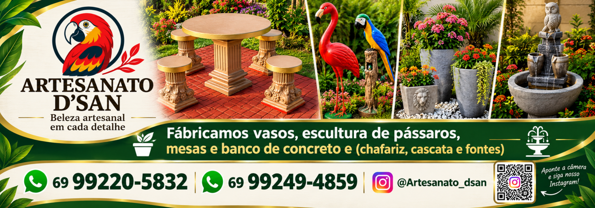 Mesa de cimento com concreto armado