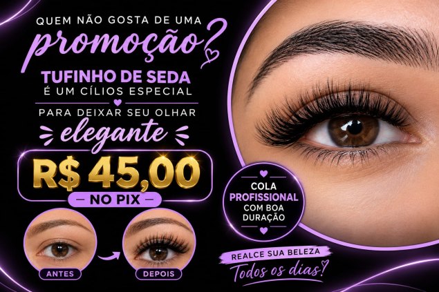 Cílios tufinho lindo de seda com cola super profissional 