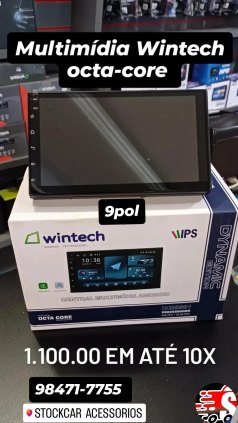 MULTIMIDIA WINTEC 9P CAR PLAY ANDROIDE MP5 MONTAGEM GRATIS R$ 750,00 