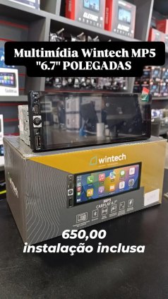 MULTIMIDIA WINTEC 9P CAR PLAY ANDROIDE MP5 MONTAGEM GRATIS R$ 750,00 