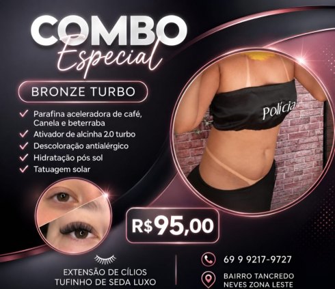 Comboio bronzeamento + cílios 