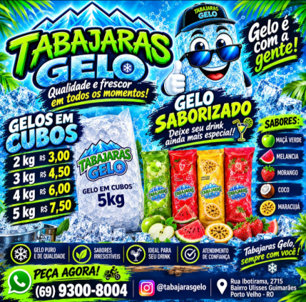Gelos em cubos e gelos saborizados 