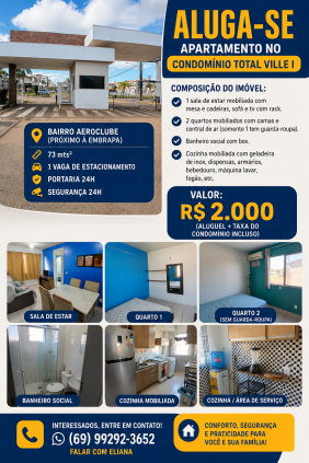 Aluga-se apartamento todo mobiliado no Total Vile 