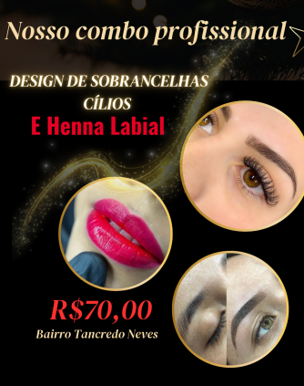 Cílios  sobrancelhas e henna labial 