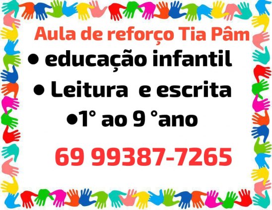 Aula de reforço  e cuidado com crianças 