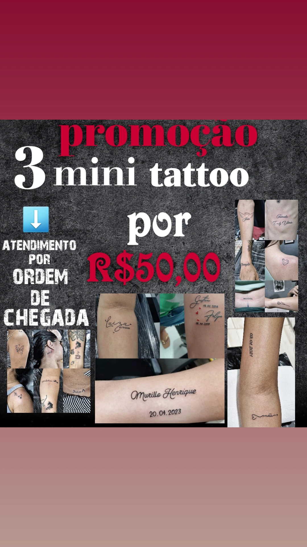 Promoção dias das MÃES,3 MINI TATTOO POR R$50,00