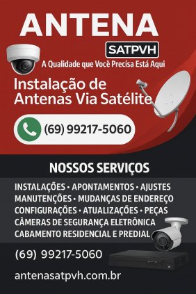 tecnico em antenas via satelite e cameras de segurança eletronica em geral.