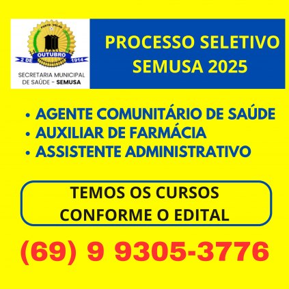 Cursos para o Processo Seletivo da Semusa 2025