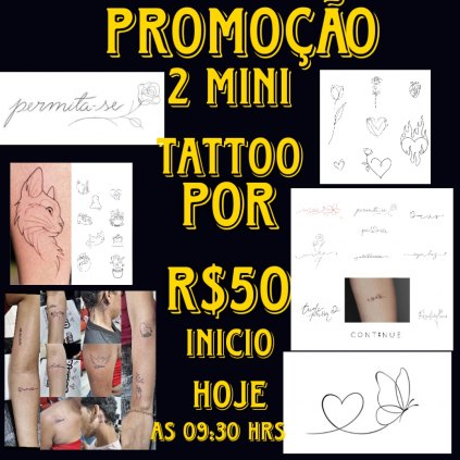 Inicio da promoção 2 tattoo minimalista por 50 
