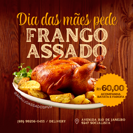 Frango Assado inteiro aproximadamente 3kg