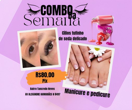 Combo especial manicure e pedicure +Cílios 