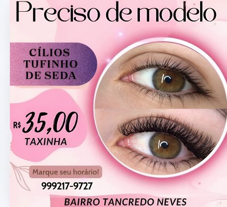 cílios com valor de modelo