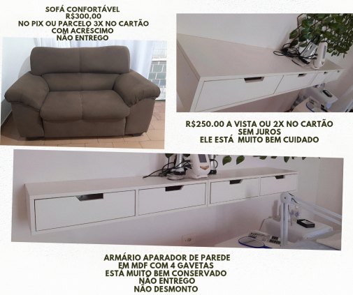 Sofá e aparador com 4 gavetas 