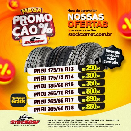 PNEU 175/75 R14 MONTAGEM GRATIS  R$ 300,00