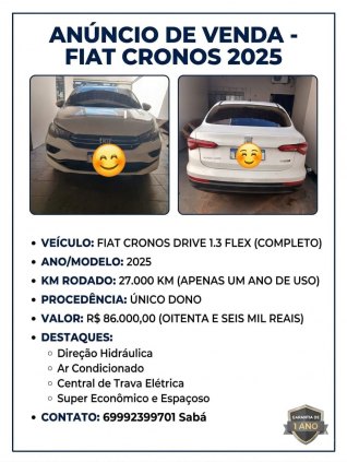 CARRO FIAT CRONOS 2025