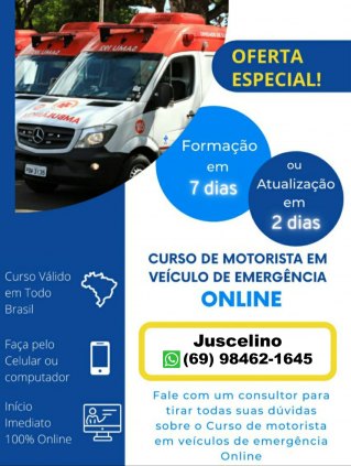 curso para condutor de ambulância, passageiros - (ÔNIBUS) , escolares,  produtos perigosos (mopp-caminhão tanque), carga indivisíveis.  