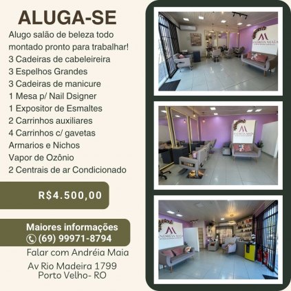 Aluga-se Salão Completo pronto para você trabalhar 