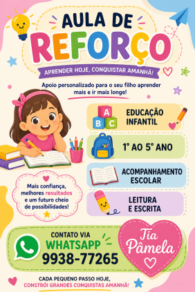 Aula de reforço  e acompanhamento escolar