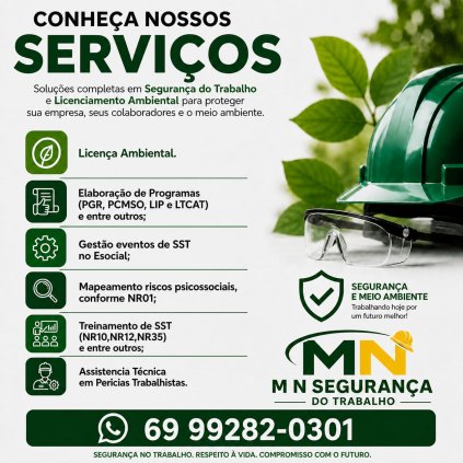 LICENCIAMENTO AMBIENTAL DE EMPRESAS E CONSULTORIA EM SEGURANÇA DO TRABALHO