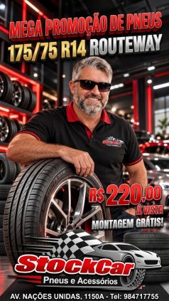 PNEU 175/75 R14 GOL ROUTEWAY RADIAL IMETRO E NOTA FISCAL MONTAGEM GRATIS R$ 220,00