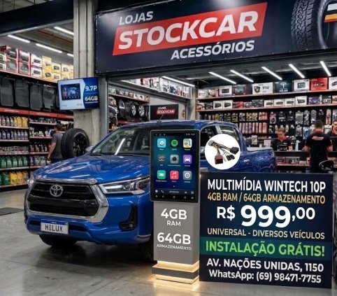 CENTRAL MULTIMIDIA 9P 2GB 64GB CARPLAY ANDROID AUTO POR R$ 799,99