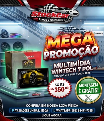 Multimídia WINTEC 7P FULL TOUCH 7023 BT MP5 instalação grátis 350,00
