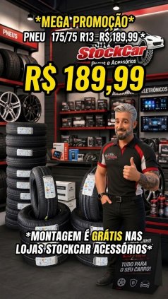 PNEU 175/75 R13 XBRI FAST WAY MONTAGEM GRATIS R$ 189,00