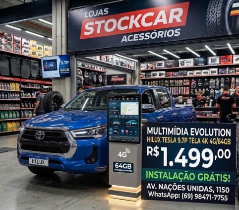 CENTRAL MULTIMIDIA 9P 2GB 64GB CARPLAY ANDROID AUTO POR R$ 799,99