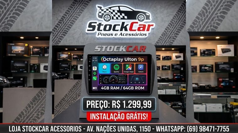 CENTRAL MULTIMIDIA 9P 2GB 64GB CARPLAY ANDROID AUTO POR R$ 799,99