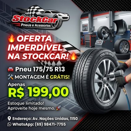PNEU 175/75 ARO 13 MONTAGEM GRATIS R$ 199,00